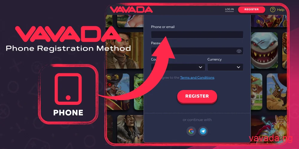 Phone number sign-up Vavada Casino